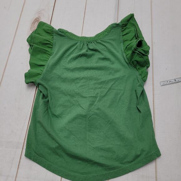 Maeve Anthropologie green flutter cap sleeve top blouse V neck stitched - Picture 8 of 8